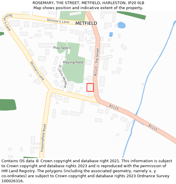 ROSEMARY, THE STREET, METFIELD, HARLESTON, IP20 0LB: Location map and indicative extent of plot