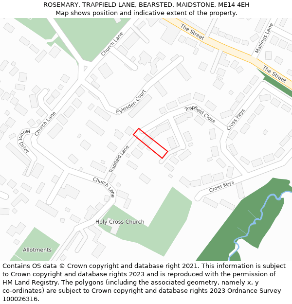 ROSEMARY, TRAPFIELD LANE, BEARSTED, MAIDSTONE, ME14 4EH: Location map and indicative extent of plot