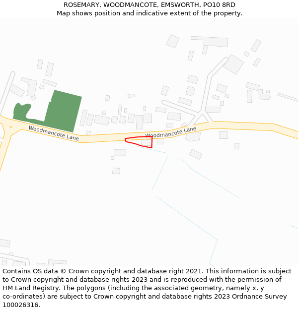 ROSEMARY, WOODMANCOTE, EMSWORTH, PO10 8RD: Location map and indicative extent of plot