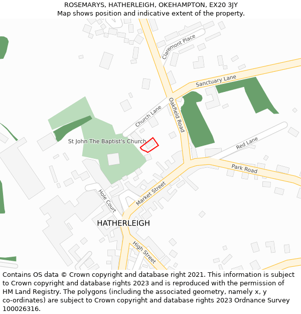 ROSEMARYS, HATHERLEIGH, OKEHAMPTON, EX20 3JY: Location map and indicative extent of plot