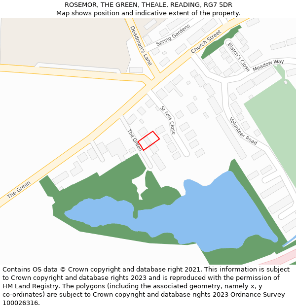 ROSEMOR, THE GREEN, THEALE, READING, RG7 5DR: Location map and indicative extent of plot