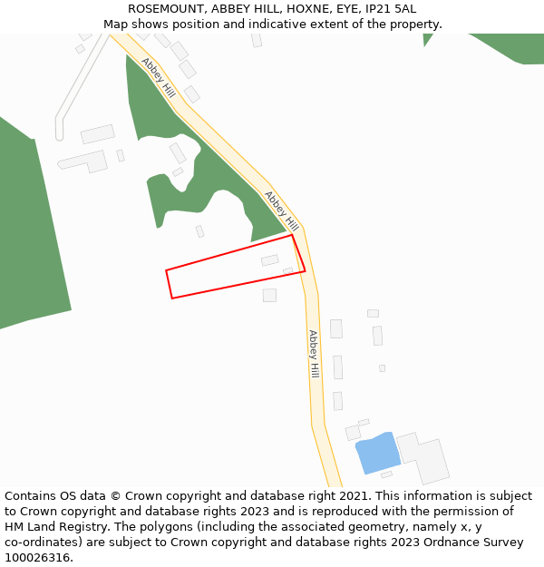 ROSEMOUNT, ABBEY HILL, HOXNE, EYE, IP21 5AL: Location map and indicative extent of plot