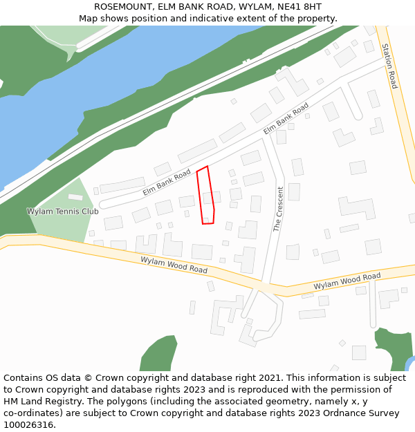 ROSEMOUNT, ELM BANK ROAD, WYLAM, NE41 8HT: Location map and indicative extent of plot