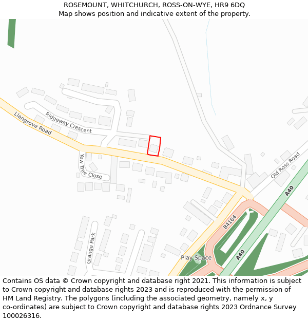 ROSEMOUNT, WHITCHURCH, ROSS-ON-WYE, HR9 6DQ: Location map and indicative extent of plot