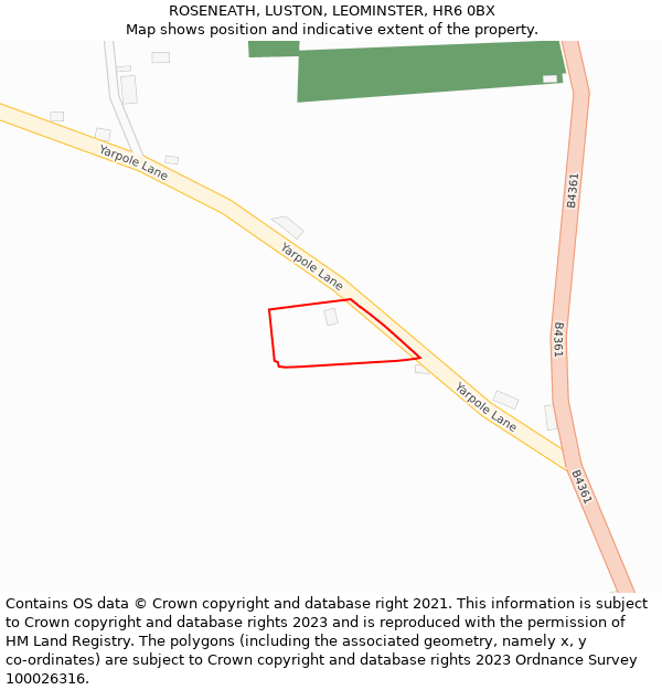 ROSENEATH, LUSTON, LEOMINSTER, HR6 0BX: Location map and indicative extent of plot