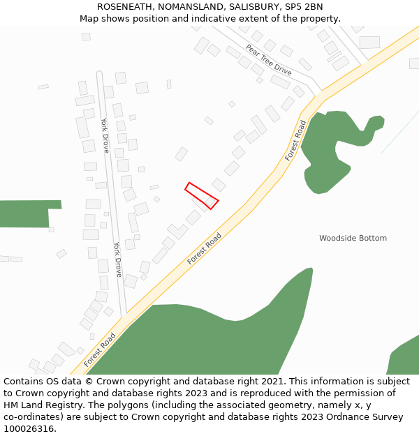ROSENEATH, NOMANSLAND, SALISBURY, SP5 2BN: Location map and indicative extent of plot