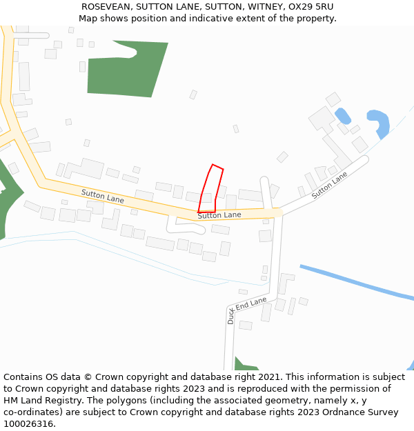 ROSEVEAN, SUTTON LANE, SUTTON, WITNEY, OX29 5RU: Location map and indicative extent of plot