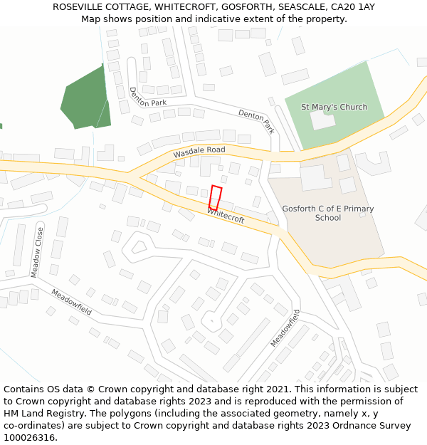 ROSEVILLE COTTAGE, WHITECROFT, GOSFORTH, SEASCALE, CA20 1AY: Location map and indicative extent of plot