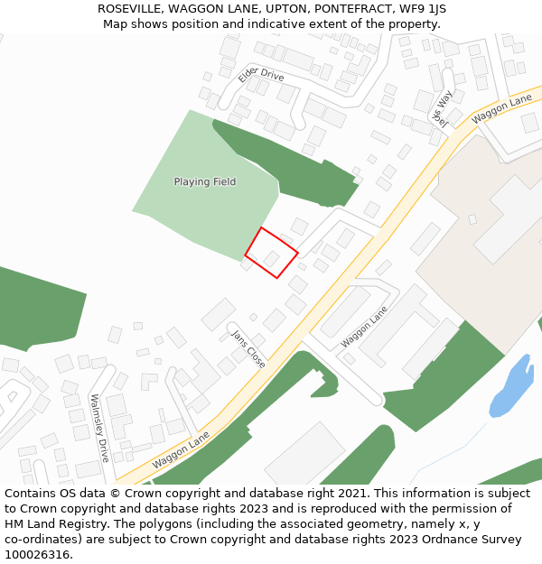 ROSEVILLE, WAGGON LANE, UPTON, PONTEFRACT, WF9 1JS: Location map and indicative extent of plot