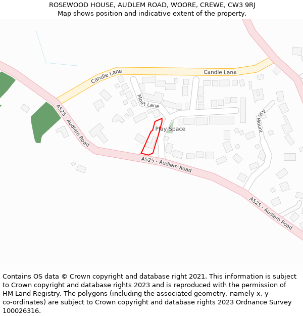 ROSEWOOD HOUSE, AUDLEM ROAD, WOORE, CREWE, CW3 9RJ: Location map and indicative extent of plot