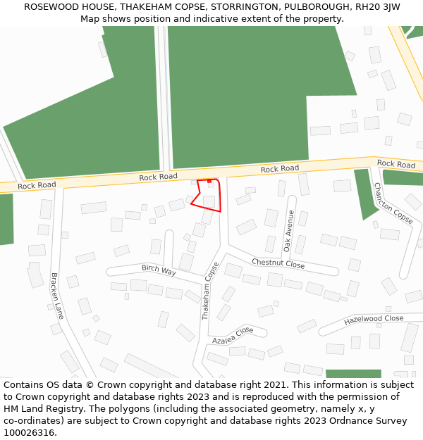 ROSEWOOD HOUSE, THAKEHAM COPSE, STORRINGTON, PULBOROUGH, RH20 3JW: Location map and indicative extent of plot