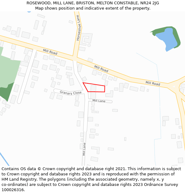 ROSEWOOD, MILL LANE, BRISTON, MELTON CONSTABLE, NR24 2JG: Location map and indicative extent of plot