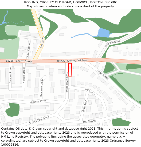 ROSLIND, CHORLEY OLD ROAD, HORWICH, BOLTON, BL6 6BG: Location map and indicative extent of plot
