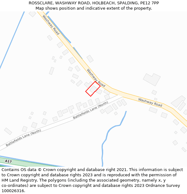 ROSSCLARE, WASHWAY ROAD, HOLBEACH, SPALDING, PE12 7PP: Location map and indicative extent of plot