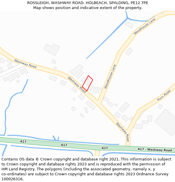 ROSSLEIGH, WASHWAY ROAD, HOLBEACH, SPALDING, PE12 7PE: Location map and indicative extent of plot