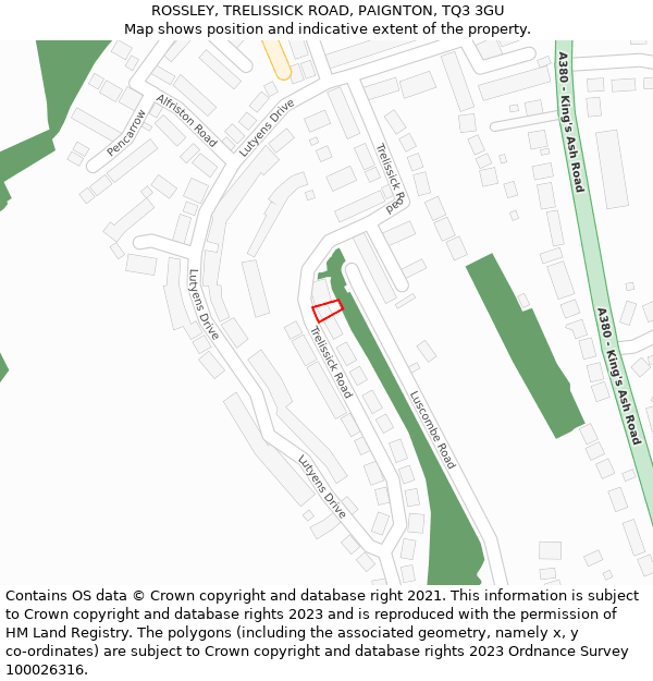 ROSSLEY, TRELISSICK ROAD, PAIGNTON, TQ3 3GU: Location map and indicative extent of plot