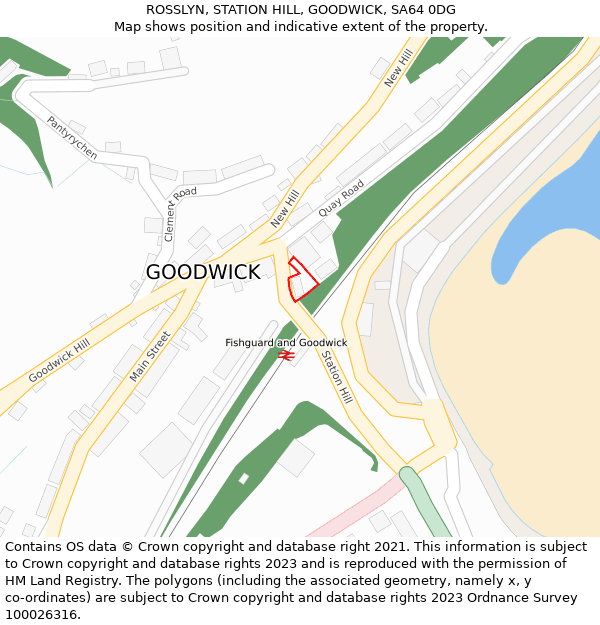 ROSSLYN, STATION HILL, GOODWICK, SA64 0DG: Location map and indicative extent of plot