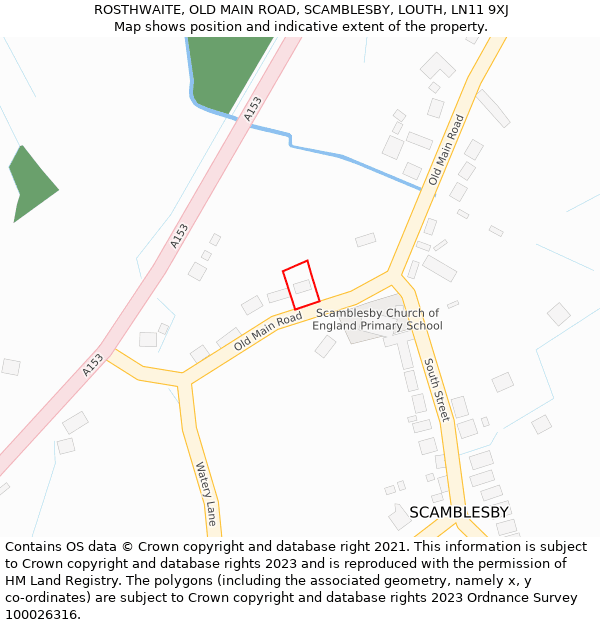 ROSTHWAITE, OLD MAIN ROAD, SCAMBLESBY, LOUTH, LN11 9XJ: Location map and indicative extent of plot