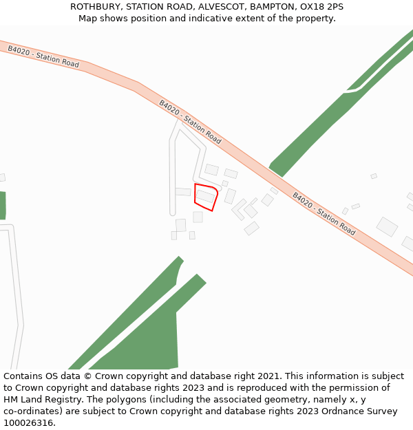 ROTHBURY, STATION ROAD, ALVESCOT, BAMPTON, OX18 2PS: Location map and indicative extent of plot