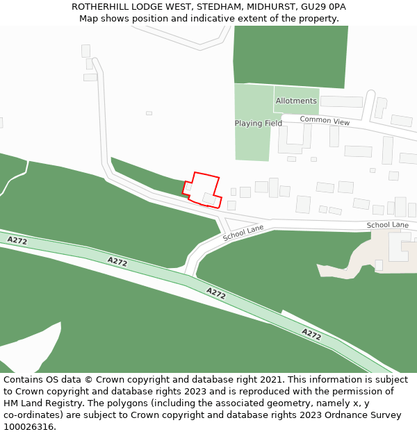 ROTHERHILL LODGE WEST, STEDHAM, MIDHURST, GU29 0PA: Location map and indicative extent of plot