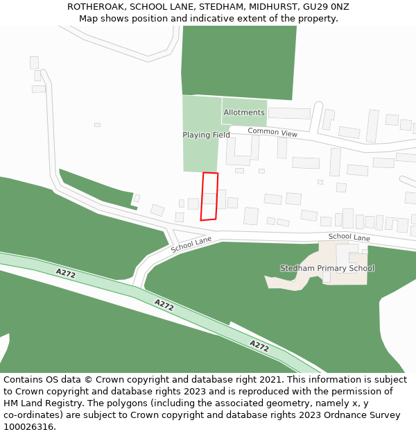 ROTHEROAK, SCHOOL LANE, STEDHAM, MIDHURST, GU29 0NZ: Location map and indicative extent of plot
