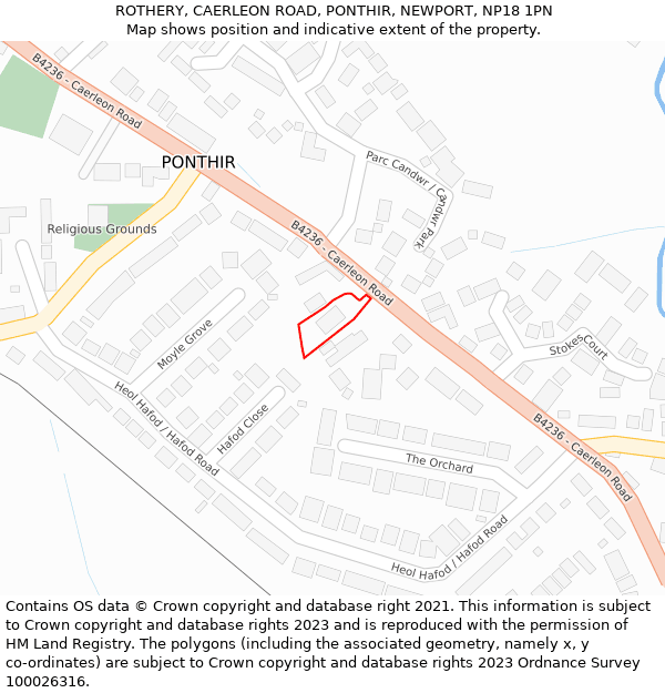 ROTHERY, CAERLEON ROAD, PONTHIR, NEWPORT, NP18 1PN: Location map and indicative extent of plot