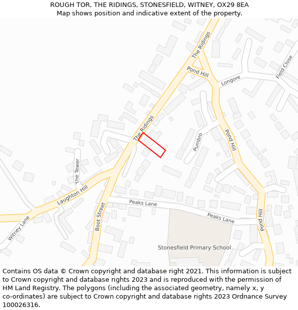 ROUGH TOR, THE RIDINGS, STONESFIELD, WITNEY, OX29 8EA: Location map and indicative extent of plot