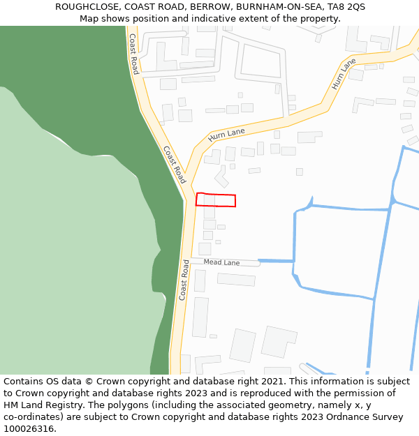 ROUGHCLOSE, COAST ROAD, BERROW, BURNHAM-ON-SEA, TA8 2QS: Location map and indicative extent of plot