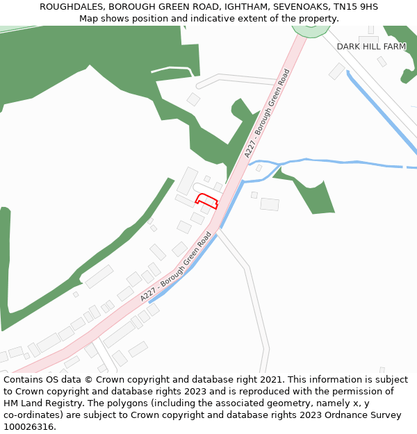 ROUGHDALES, BOROUGH GREEN ROAD, IGHTHAM, SEVENOAKS, TN15 9HS: Location map and indicative extent of plot
