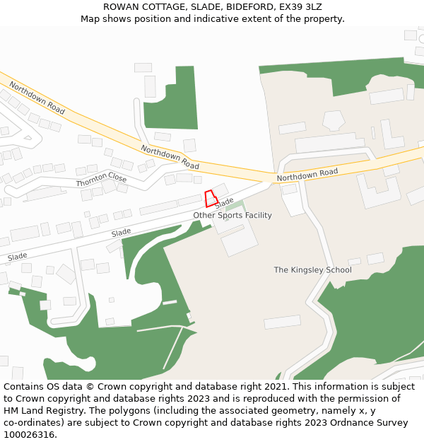 ROWAN COTTAGE, SLADE, BIDEFORD, EX39 3LZ: Location map and indicative extent of plot
