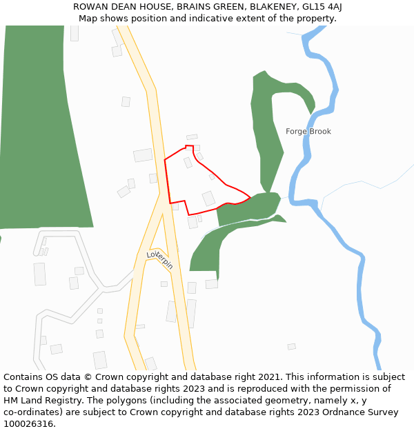 ROWAN DEAN HOUSE, BRAINS GREEN, BLAKENEY, GL15 4AJ: Location map and indicative extent of plot