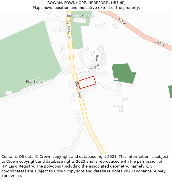 ROWAN, FOWNHOPE, HEREFORD, HR1 4PJ: Location map and indicative extent of plot