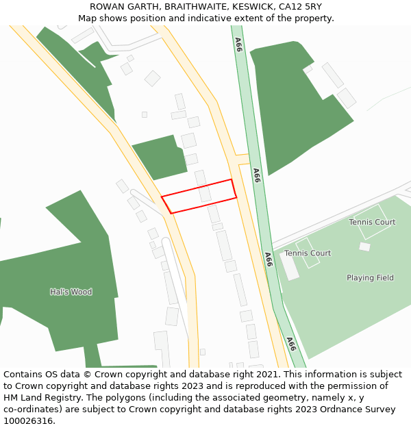 ROWAN GARTH, BRAITHWAITE, KESWICK, CA12 5RY: Location map and indicative extent of plot