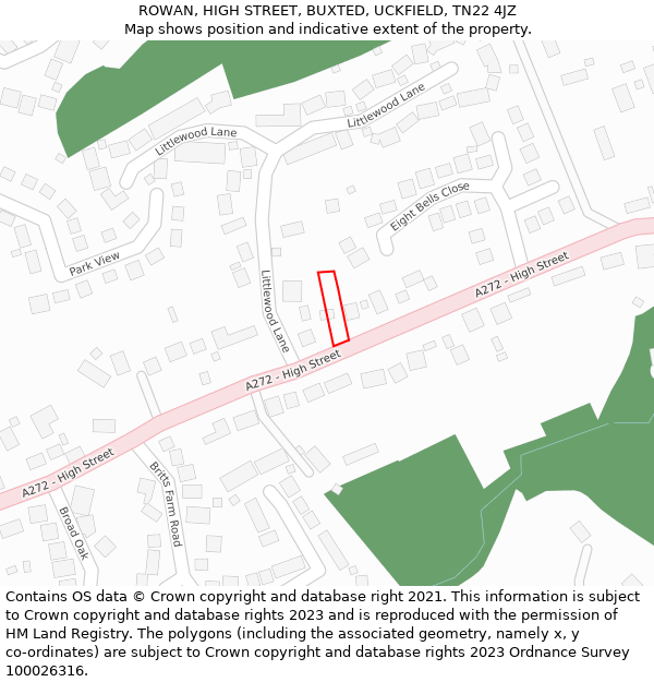 ROWAN, HIGH STREET, BUXTED, UCKFIELD, TN22 4JZ: Location map and indicative extent of plot