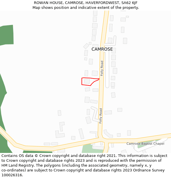 ROWAN HOUSE, CAMROSE, HAVERFORDWEST, SA62 6JF: Location map and indicative extent of plot