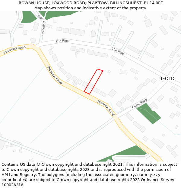 ROWAN HOUSE, LOXWOOD ROAD, PLAISTOW, BILLINGSHURST, RH14 0PE: Location map and indicative extent of plot