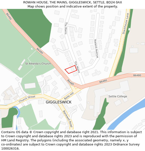 ROWAN HOUSE, THE MAINS, GIGGLESWICK, SETTLE, BD24 0AX: Location map and indicative extent of plot