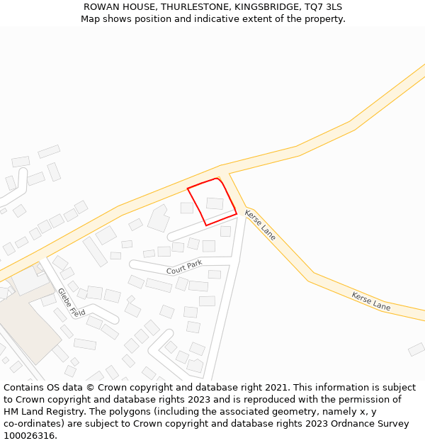 ROWAN HOUSE, THURLESTONE, KINGSBRIDGE, TQ7 3LS: Location map and indicative extent of plot