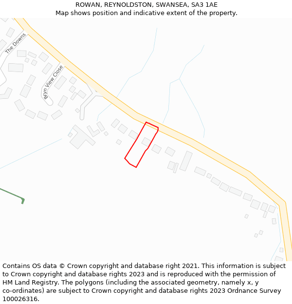 ROWAN, REYNOLDSTON, SWANSEA, SA3 1AE: Location map and indicative extent of plot