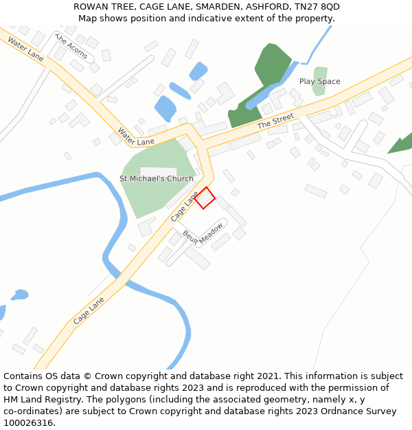 ROWAN TREE, CAGE LANE, SMARDEN, ASHFORD, TN27 8QD: Location map and indicative extent of plot