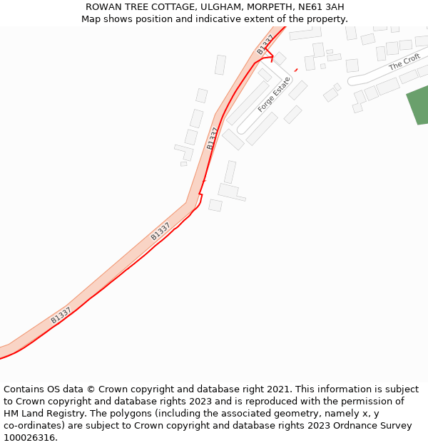 ROWAN TREE COTTAGE, ULGHAM, MORPETH, NE61 3AH: Location map and indicative extent of plot