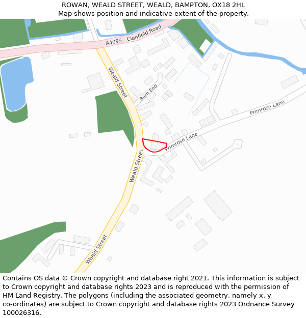 ROWAN, WEALD STREET, WEALD, BAMPTON, OX18 2HL: Location map and indicative extent of plot