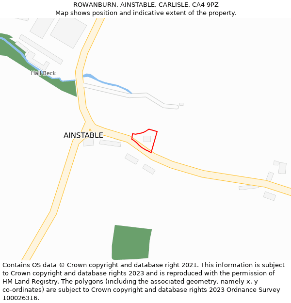 ROWANBURN, AINSTABLE, CARLISLE, CA4 9PZ: Location map and indicative extent of plot