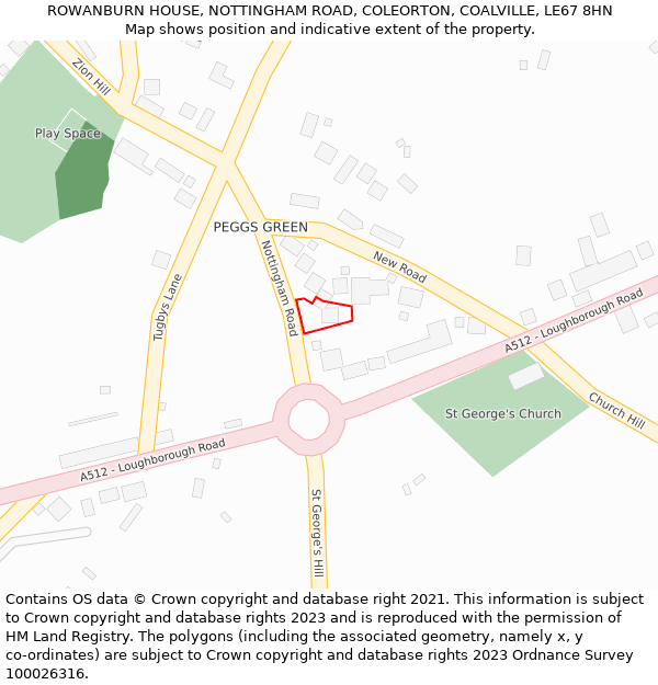 ROWANBURN HOUSE, NOTTINGHAM ROAD, COLEORTON, COALVILLE, LE67 8HN: Location map and indicative extent of plot