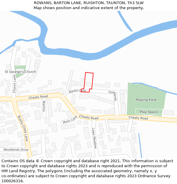 ROWANS, BARTON LANE, RUISHTON, TAUNTON, TA3 5LW: Location map and indicative extent of plot