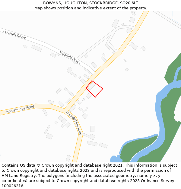 ROWANS, HOUGHTON, STOCKBRIDGE, SO20 6LT: Location map and indicative extent of plot