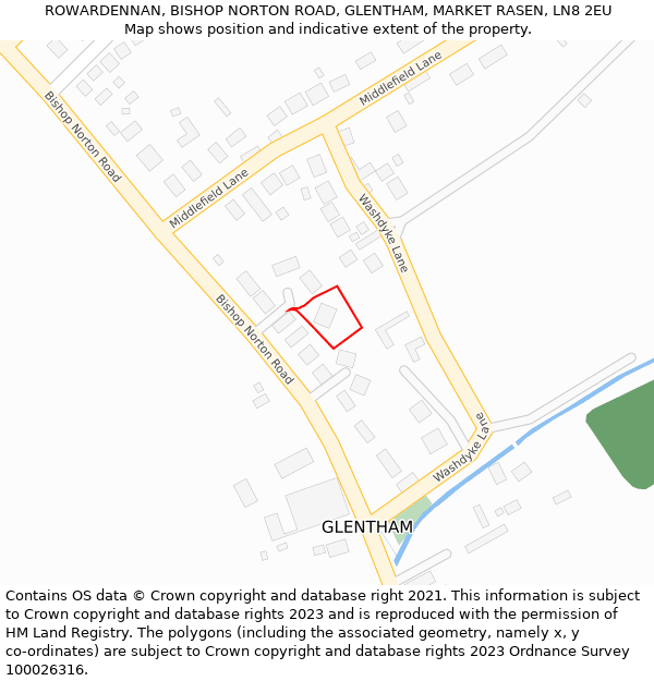 ROWARDENNAN, BISHOP NORTON ROAD, GLENTHAM, MARKET RASEN, LN8 2EU: Location map and indicative extent of plot