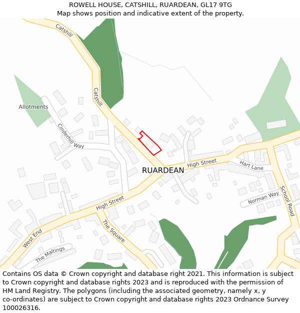 ROWELL HOUSE, CATSHILL, RUARDEAN, GL17 9TG: Location map and indicative extent of plot