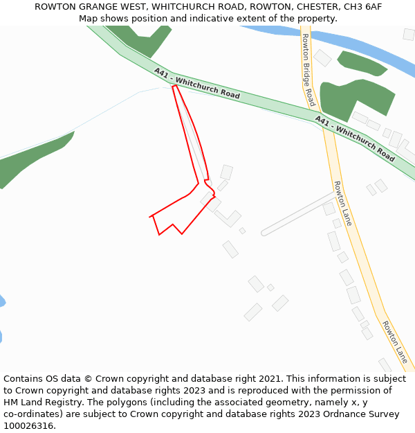 ROWTON GRANGE WEST, WHITCHURCH ROAD, ROWTON, CHESTER, CH3 6AF: Location map and indicative extent of plot
