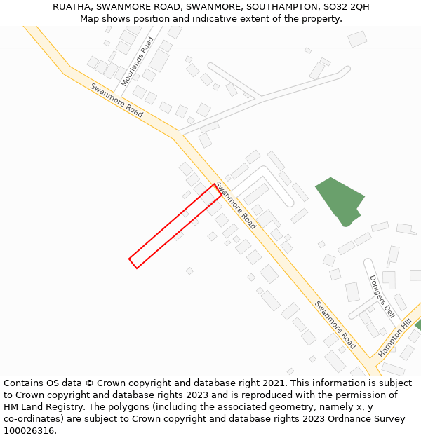 RUATHA, SWANMORE ROAD, SWANMORE, SOUTHAMPTON, SO32 2QH: Location map and indicative extent of plot